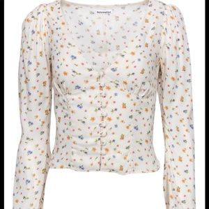 Reformation Nell Blouse- Cream Floral - Small